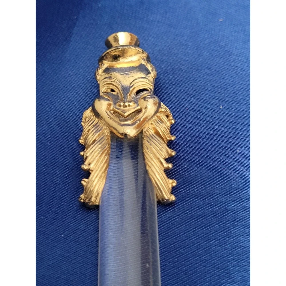 Vintage Florenza Rotary Telephone Dialer Goldtone Clown Face Lucite